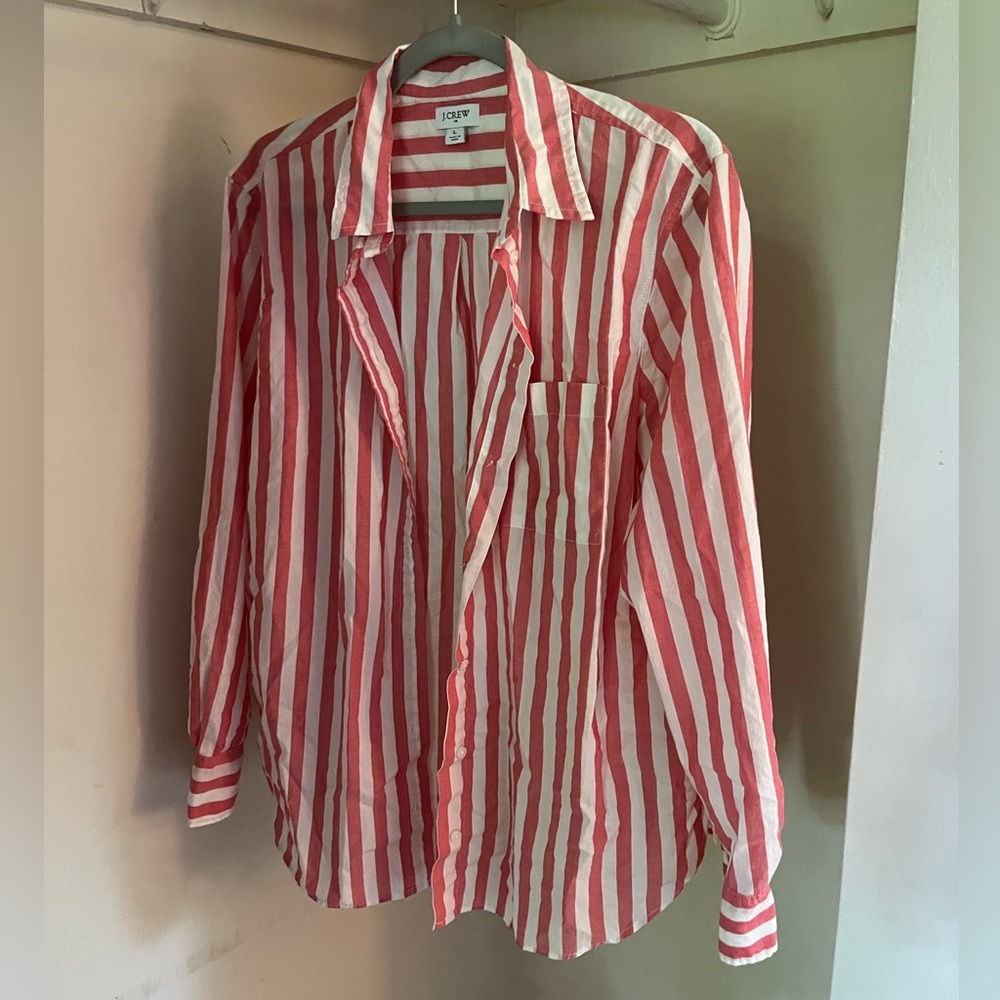 Linen stripped J Crew button down